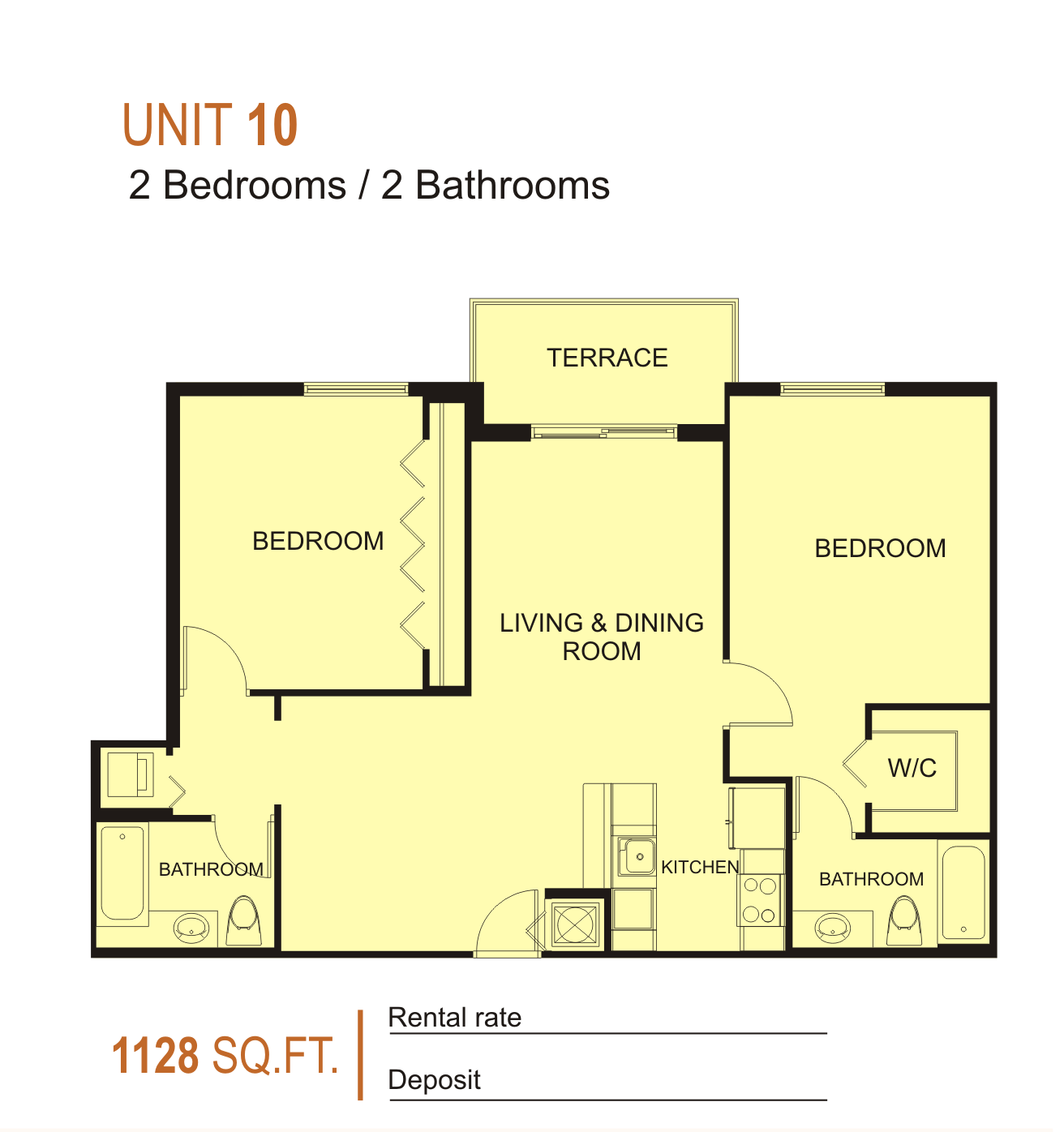 Unit 10 — 2 bed / 2 bath, 1,128 SF